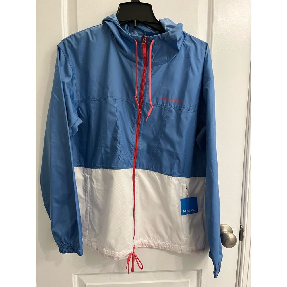Columbia Womens Blue and White Wheeler Peak Windbreaker Size L